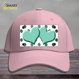 Mint White Dots Hearts Oil Rubbed Novelty License Plate Hat Cotton / Pink