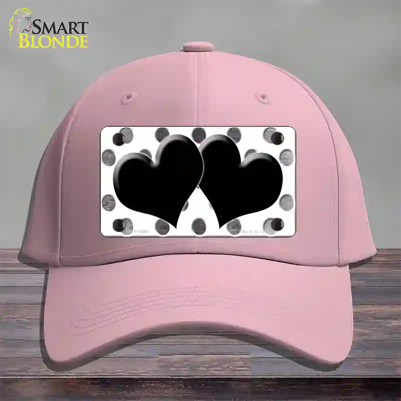 Black White Dots Hearts Oil Rubbed Novelty License Plate Hat Cotton / Pink