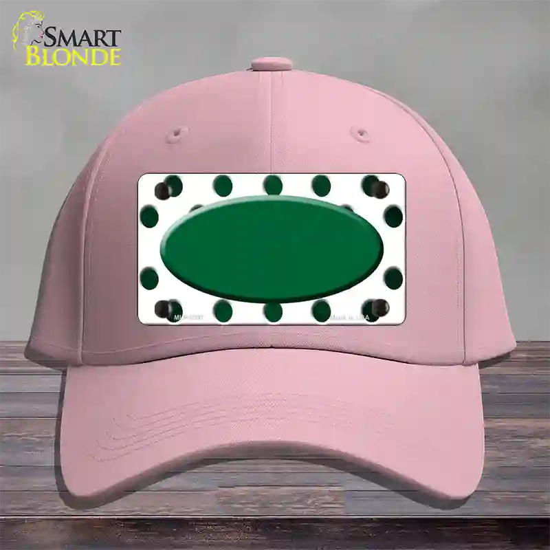 Green White Dots Oval Oil Rubbed Novelty License Plate Hat Cotton / Pink