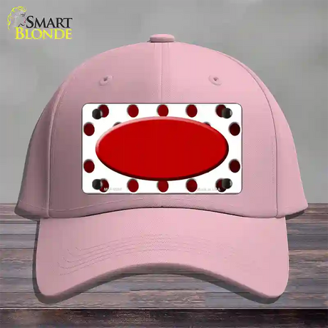 Red White Dots Oval Oil Rubbed Novelty License Plate Hat Cotton / Pink