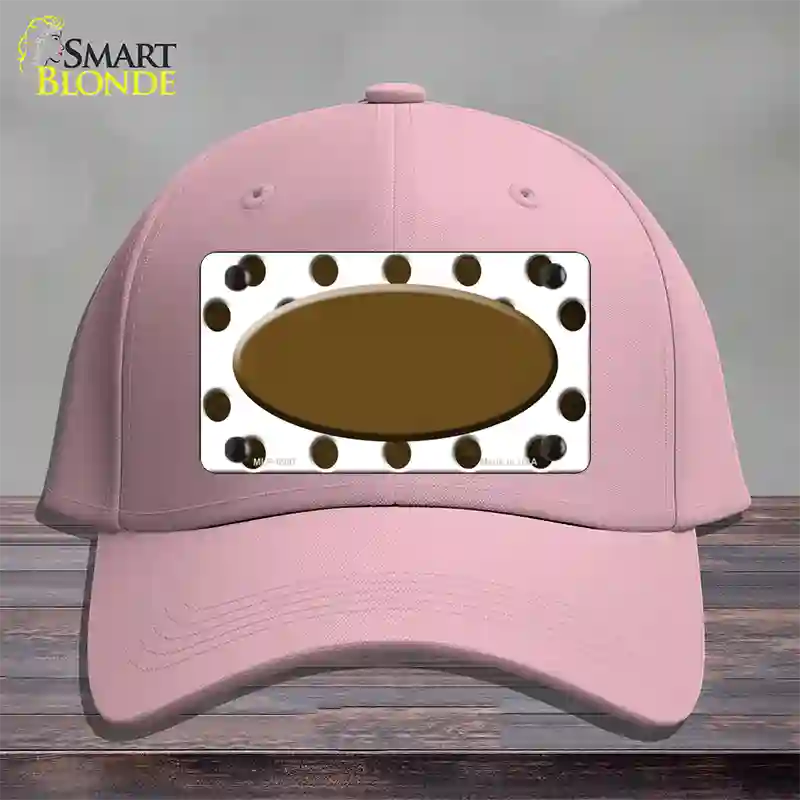 Brown White Dots Oval Oil Rubbed Novelty License Plate Hat Cotton / Pink