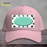 Mint White Dots Oval Oil Rubbed Novelty License Plate Hat Cotton / Pink