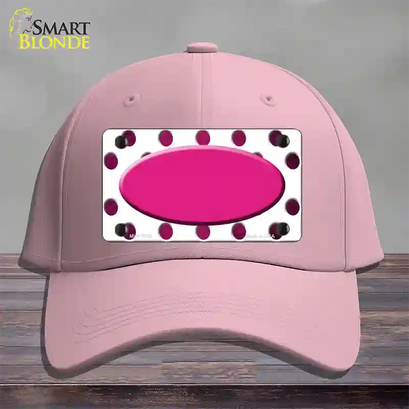 Pink White Dots Oval Oil Rubbed Novelty License Plate Hat Cotton / Pink