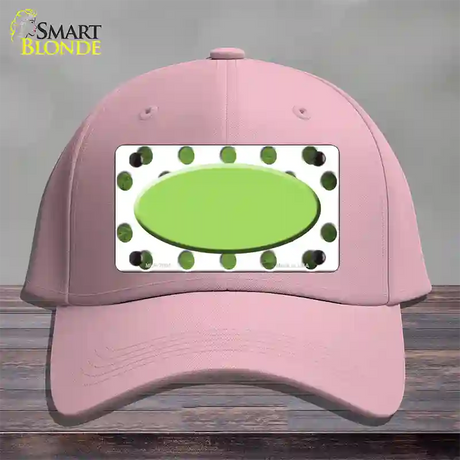 Lime Green White Dots Oval Oil Rubbed Novelty License Plate Hat Cotton / Pink