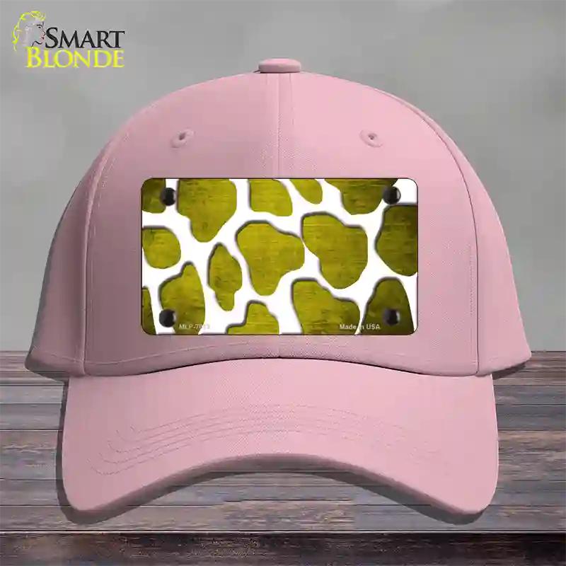 Yellow White Giraffe Oil Rubbed Novelty License Plate Hat Cotton / Pink