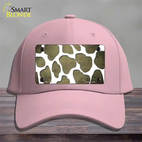 Gold White Giraffe Oil Rubbed Novelty License Plate Hat Cotton / Pink