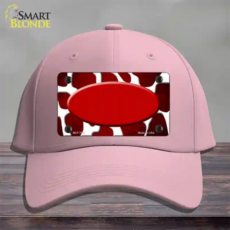 Red White Oval Giraffe Oil Rubbed Novelty License Plate Hat Cotton / Pink