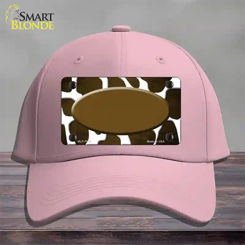 Brown White Oval Giraffe Oil Rubbed Novelty License Plate Hat Cotton / Pink