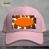 Orange White Oval Giraffe Oil Rubbed Novelty License Plate Hat Cotton / Pink