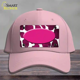 Pink White Oval Giraffe Oil Rubbed Novelty License Plate Hat Cotton / Pink