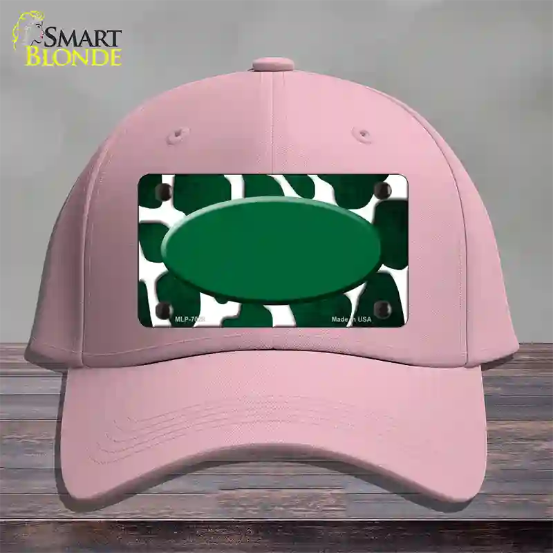 Green White Oval Giraffe Oil Rubbed Novelty License Plate Hat Cotton / Pink