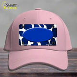 Blue White Oval Giraffe Oil Rubbed Novelty License Plate Hat Cotton / Pink