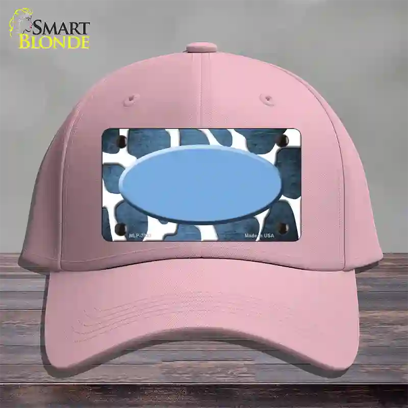 Light Blue White Oval Giraffe Oil Rubbed Novelty License Plate Hat Cotton / Pink