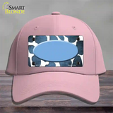 Light Blue White Oval Giraffe Oil Rubbed Novelty License Plate Hat Cotton / Pink