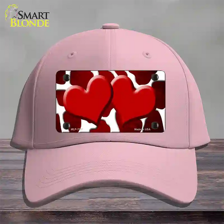 Red White Hearts Giraffe Oil Rubbed Novelty License Plate Hat Cotton / Pink