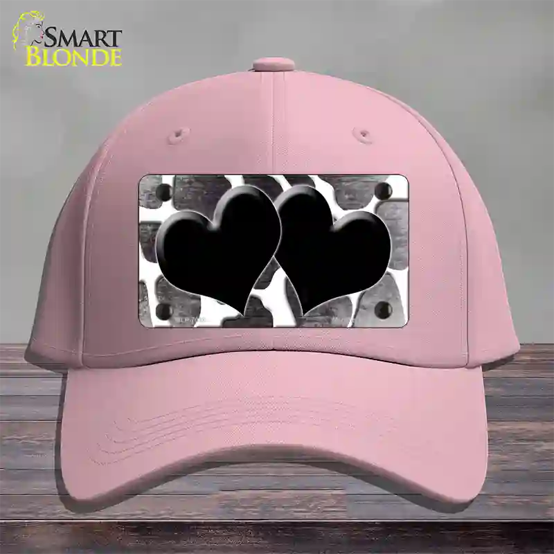 Black White Hearts Giraffe Oil Rubbed Novelty License Plate Hat Cotton / Pink