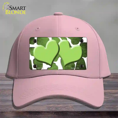 Lime Green White Hearts Giraffe Oil Rubbed Novelty License Plate Hat Cotton / Pink