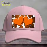 Orange White Hearts Giraffe Oil Rubbed Novelty License Plate Hat Cotton / Pink