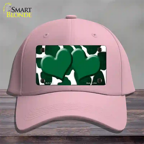 Green White Hearts Giraffe Oil Rubbed Novelty License Plate Hat Cotton / Pink