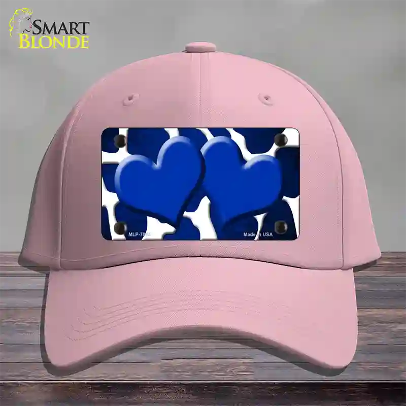 Blue White Hearts Giraffe Oil Rubbed Novelty License Plate Hat Cotton / Pink