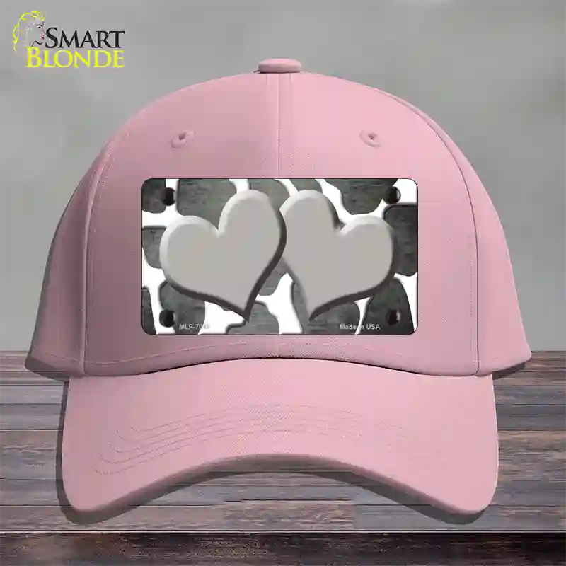 Gray White Hearts Giraffe Oil Rubbed Novelty License Plate Hat Cotton / Pink