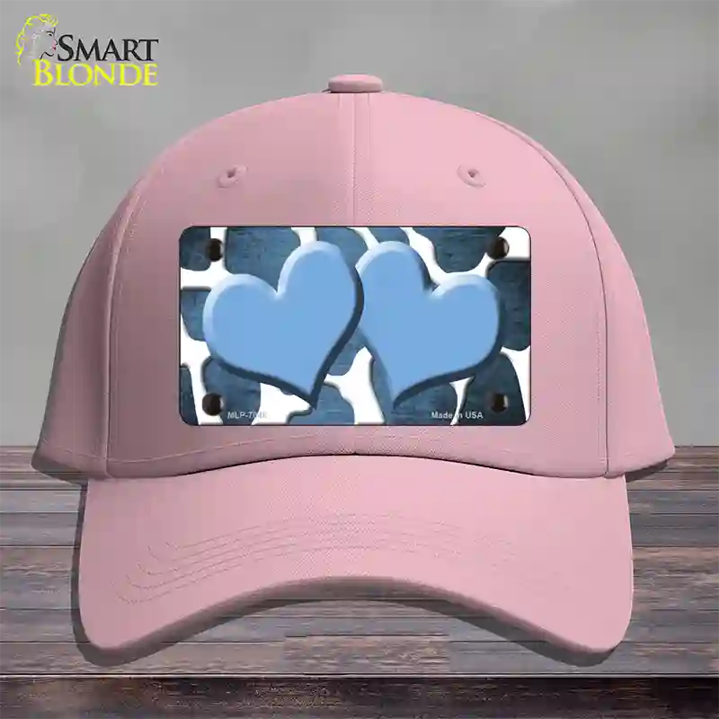 Light Blue White Hearts Giraffe Oil Rubbed Novelty License Plate Hat Cotton / Pink