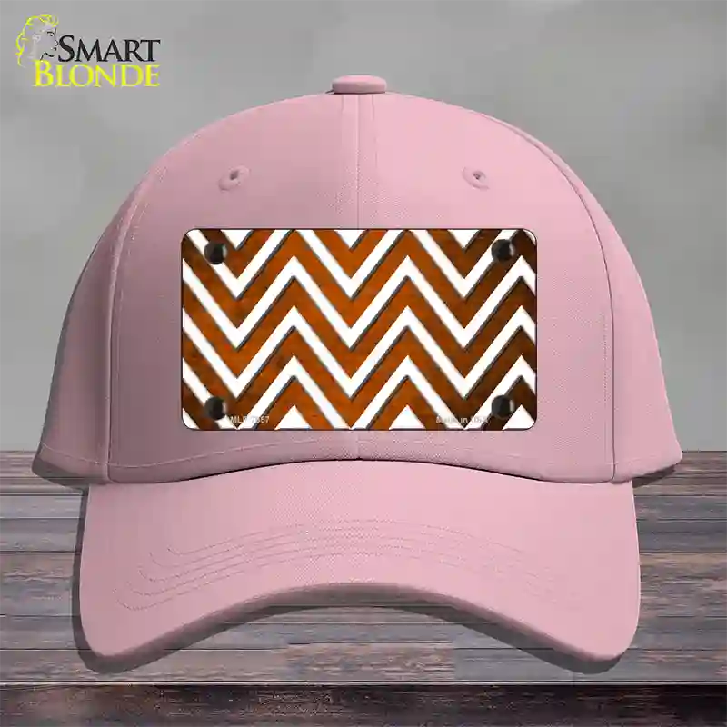 Orange White Chevron Oil Rubbed Novelty License Plate Hat Cotton / Pink