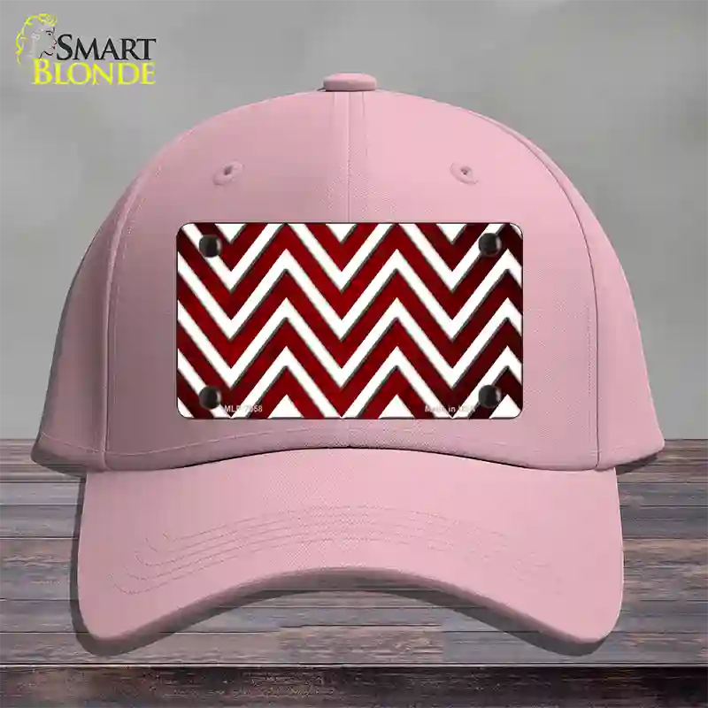 Red White Chevron Oil Rubbed Novelty License Plate Hat Cotton / Pink