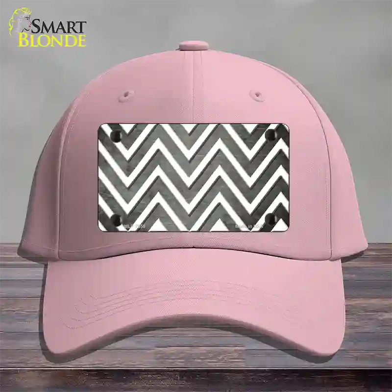 Gray White Chevron Oil Rubbed Novelty License Plate Hat Cotton / Pink