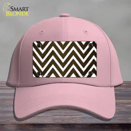 Brown White Chevron Oil Rubbed Novelty License Plate Hat Cotton / Pink