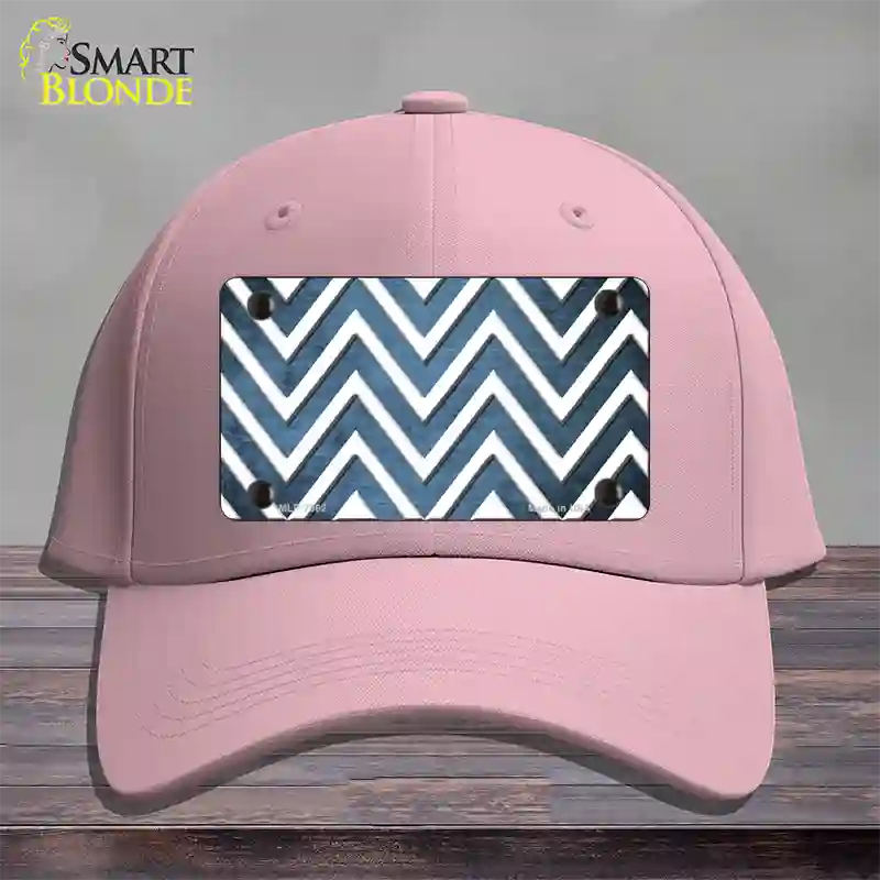 Light Blue White Chevron Oil Rubbed Novelty License Plate Hat Cotton / Pink