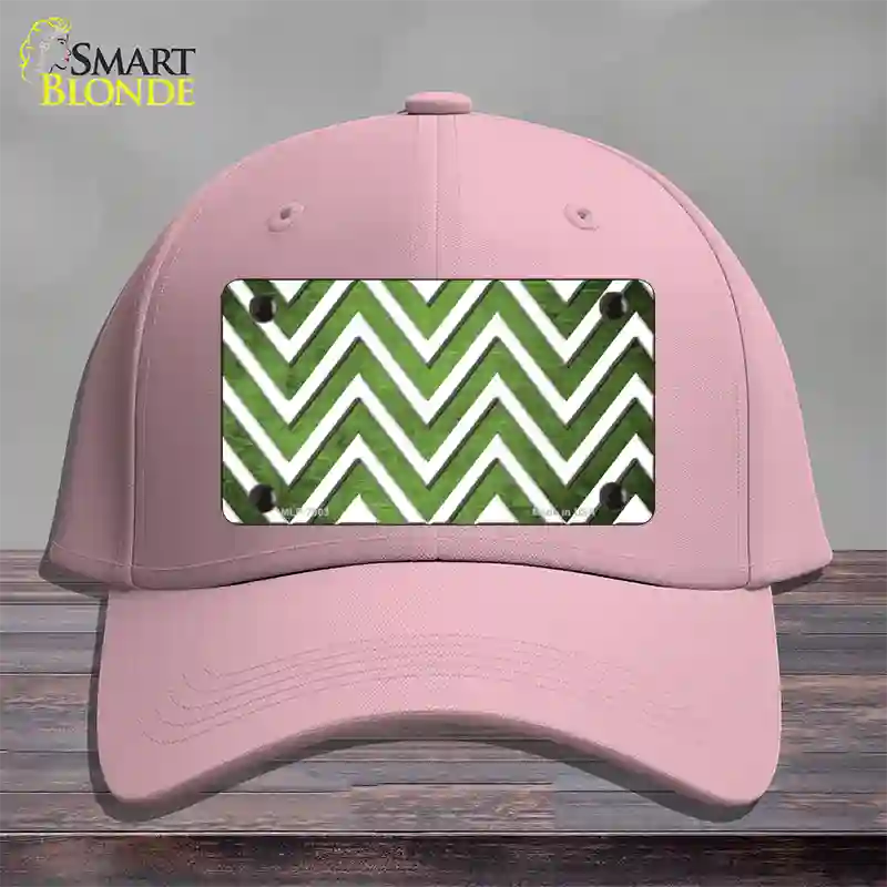 Lime Green White Chevron Oil Rubbed Novelty License Plate Hat Cotton / Pink