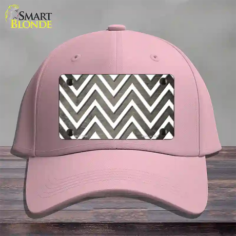 Tan White Chevron Oil Rubbed Novelty License Plate Hat Cotton / Pink