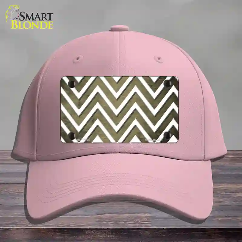 Gold White Chevron Oil Rubbed Novelty License Plate Hat Cotton / Pink