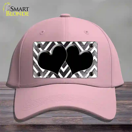 Black White Hearts Chevron Oil Rubbed Novelty License Plate Hat Cotton / Pink