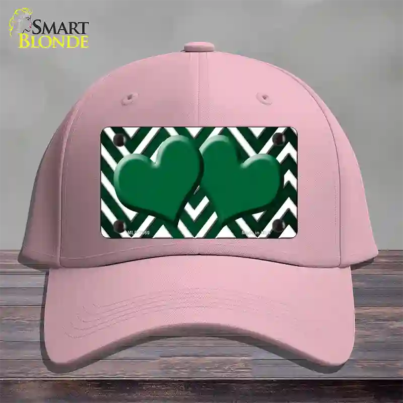 Green White Hearts Chevron Oil Rubbed Novelty License Plate Hat Cotton / Pink