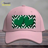 Green White Hearts Chevron Oil Rubbed Novelty License Plate Hat Cotton / Pink