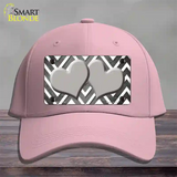 Gray White Hearts Chevron Oil Rubbed Novelty License Plate Hat Cotton / Pink