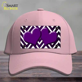 Purple White Hearts Chevron Oil Rubbed Novelty License Plate Hat Cotton / Pink