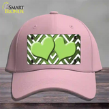 Lime Green White Hearts Chevron Oil Rubbed Novelty License Plate Hat Cotton / Pink