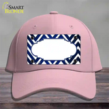 Blue White Chevron Scallop Oil Rubbed Novelty License Plate Hat Cotton / Pink