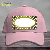 Yellow White Chevron Scallop Oil Rubbed Novelty License Plate Hat Cotton / Pink