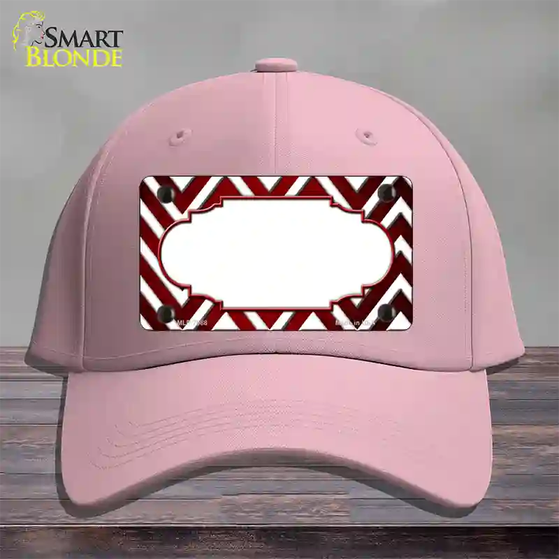 Red White Chevron Scallop Oil Rubbed Novelty License Plate Hat Cotton / Pink