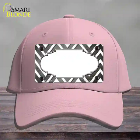 Gray White Chevron Scallop Oil Rubbed Novelty License Plate Hat Cotton / Pink