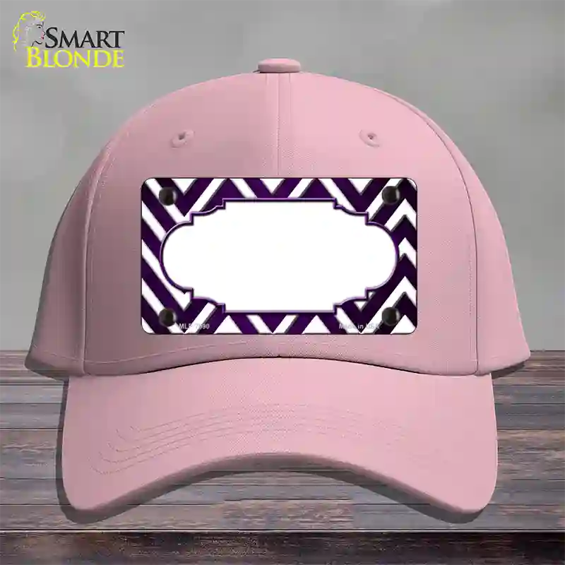 Purple White Chevron Scallop Oil Rubbed Novelty License Plate Hat Cotton / Pink