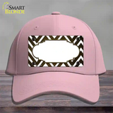 Brown White Chevron Scallop Oil Rubbed Novelty License Plate Hat Cotton / Pink