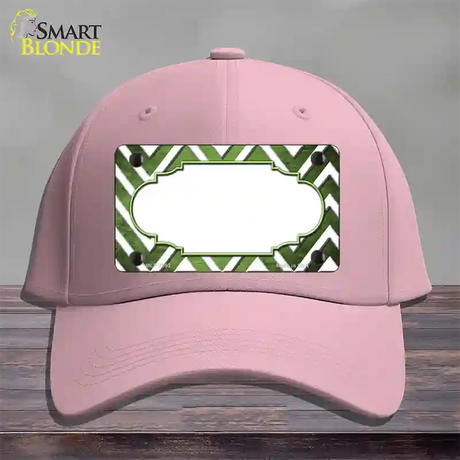 Lime Green White Chevron Scallop Oil Rubbed Novelty License Plate Hat Cotton / Pink