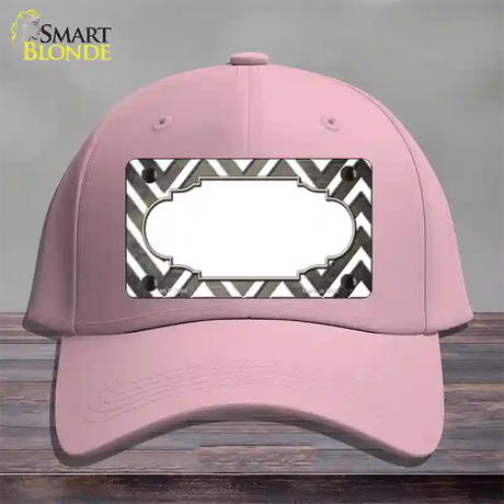 Tan White Chevron Scallop Oil Rubbed Novelty License Plate Hat Cotton / Pink