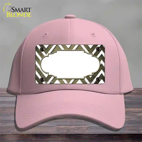 Gold White Chevron Scallop Oil Rubbed Novelty License Plate Hat Cotton / Pink