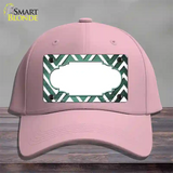 Mint White Chevron Scallop Oil Rubbed Novelty License Plate Hat Cotton / Pink